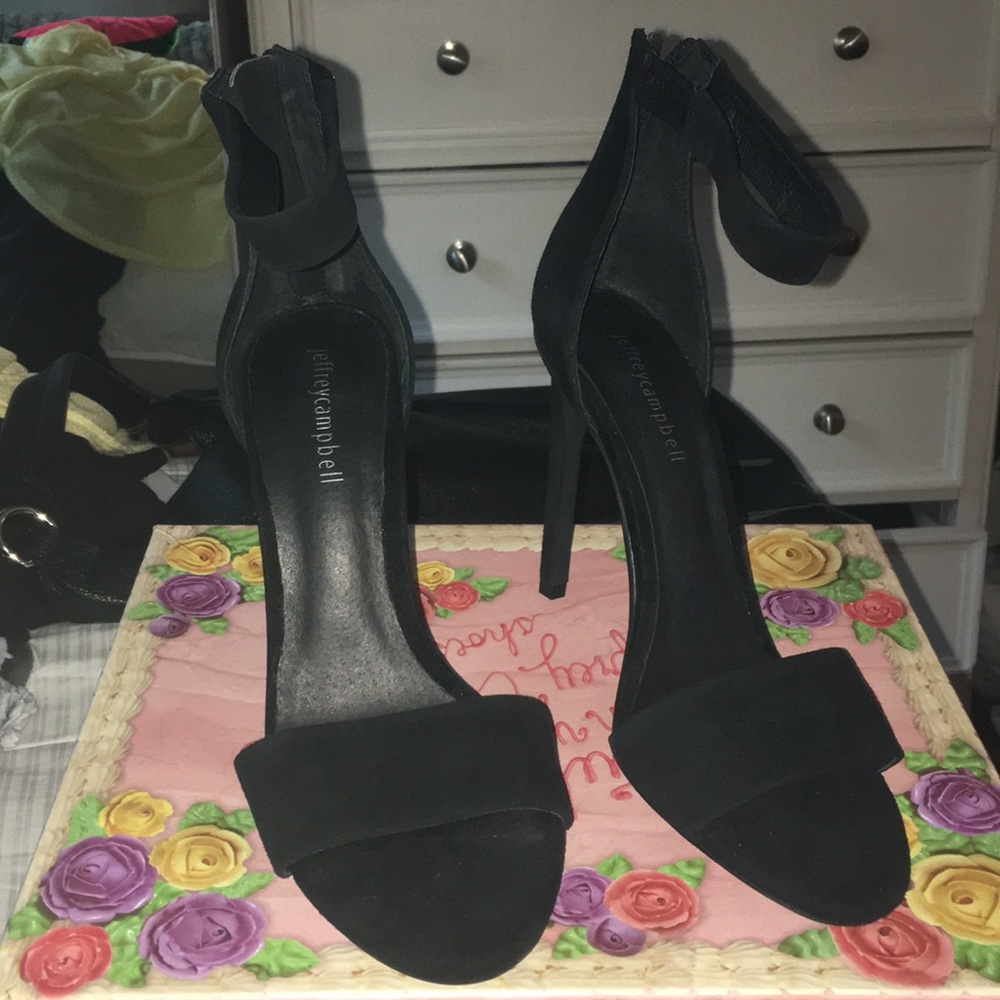 Jeffrey Campbell Black strappy suede heels